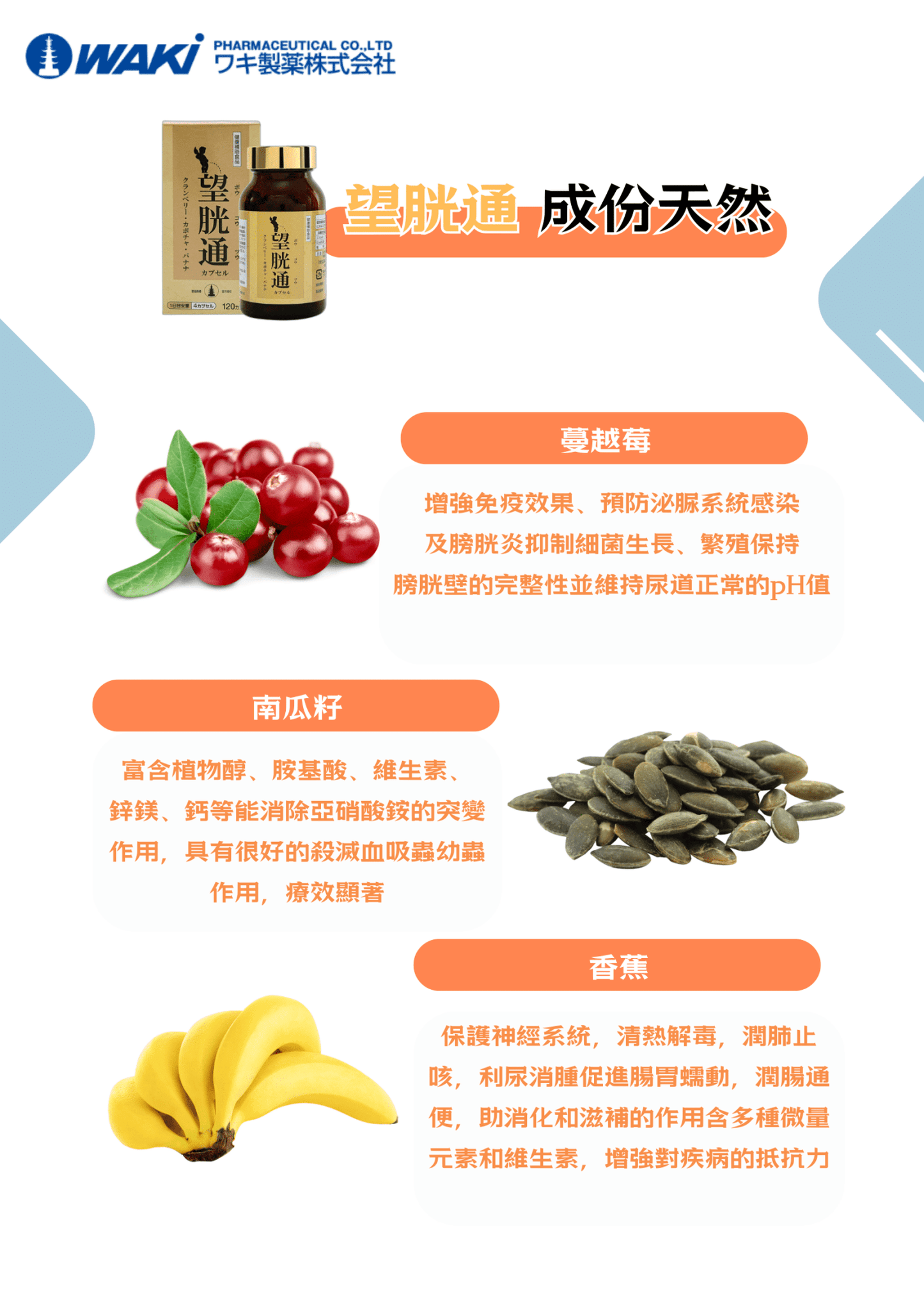 Waki - WAKi 望胱通 クランベリー含有食品 - 植物提取物 呵護尿路健康 - 營養補充劑