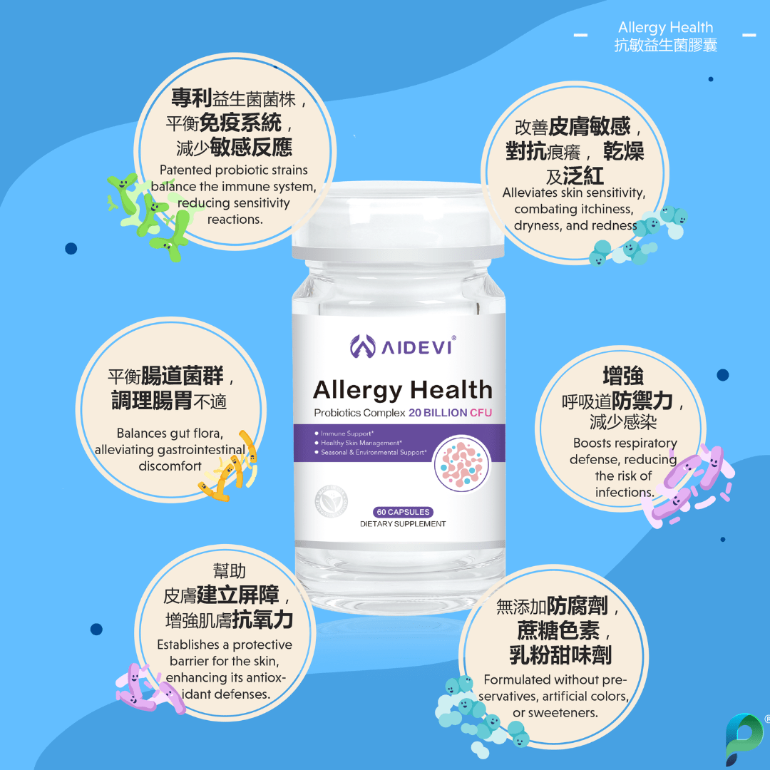 AIDEVI - AIDEVI® 抗敏免疫益生菌｜專利級配方 × 200億CFU × 免疫調節 × 腸道護理 × 美國製造 - 營養補充劑