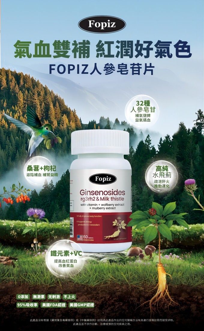FOPIZ - Fopiz 人參皂苷氣血丸｜人參皂苷補氣 × 增活力護肝 × 天然氣血調理 × 抗氧化活力 × 全面提升健康 - 營養補充劑