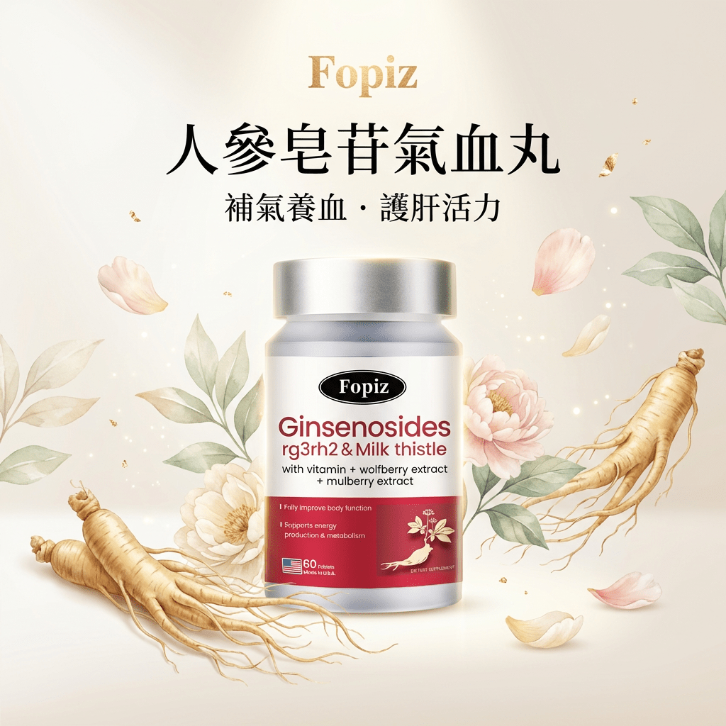 FOPIZ - Fopiz 人參皂苷氣血丸｜人參皂苷補氣 × 增活力護肝 × 天然氣血調理 × 抗氧化活力 × 全面提升健康 - 營養補充劑